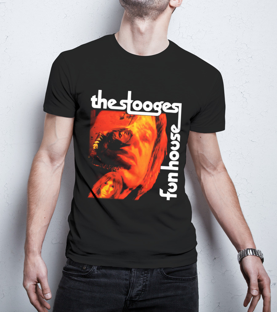 The Stooges Fun House 1970 Album Cover Art With Band Faces In Red And Orange T-Shirt