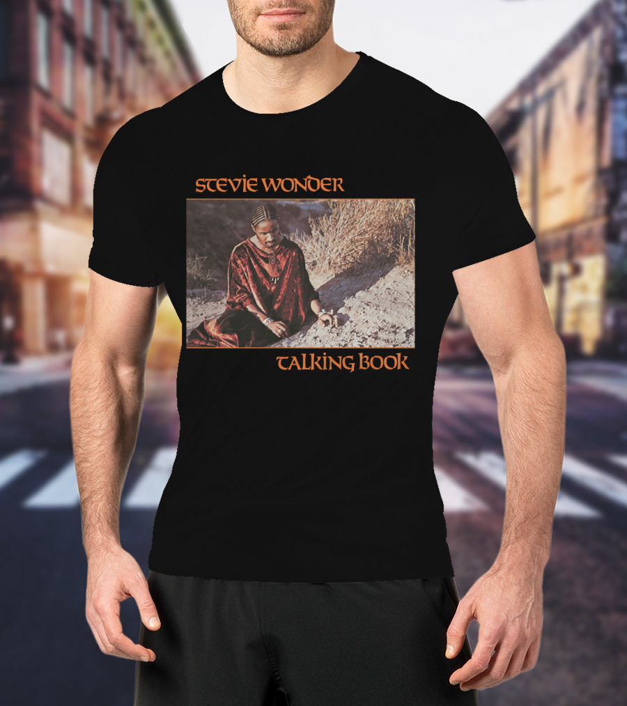 Stevie Wonder Sitting In Sand Talking Book Cover T-Shirt