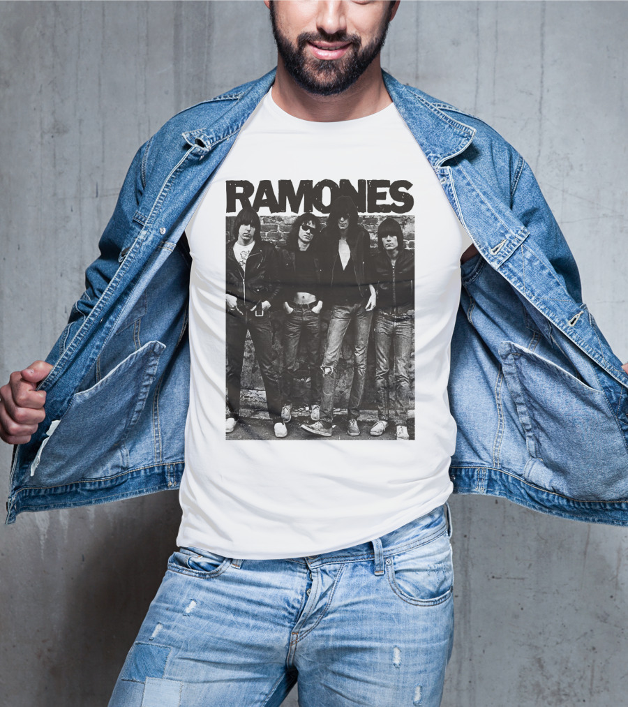 Ramones Black And White Band Photo Iconic Punk Rock Group T-Shirt