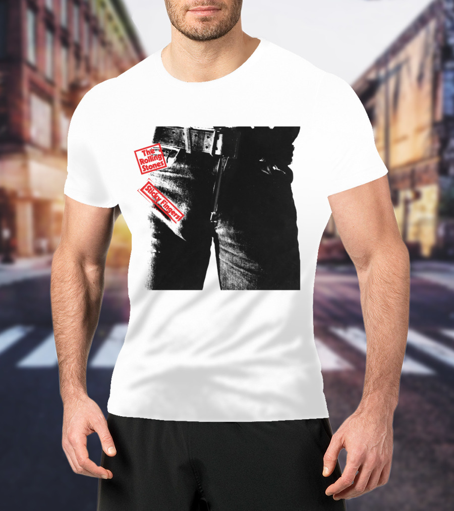 The Rolling Stones Sticky Fingers 1971 Iconic Black And White Jean Zipper T-Shirt