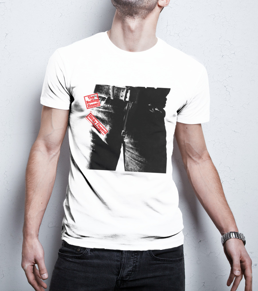 The Rolling Stones Sticky Fingers 1971 Iconic Black And White Jean Zipper T-Shirt