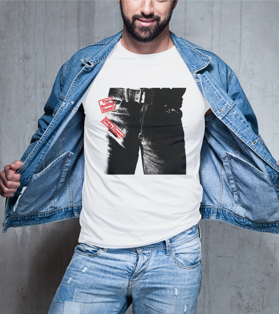 The Rolling Stones Sticky Fingers 1971 Iconic Black And White Jean Zipper T-Shirt