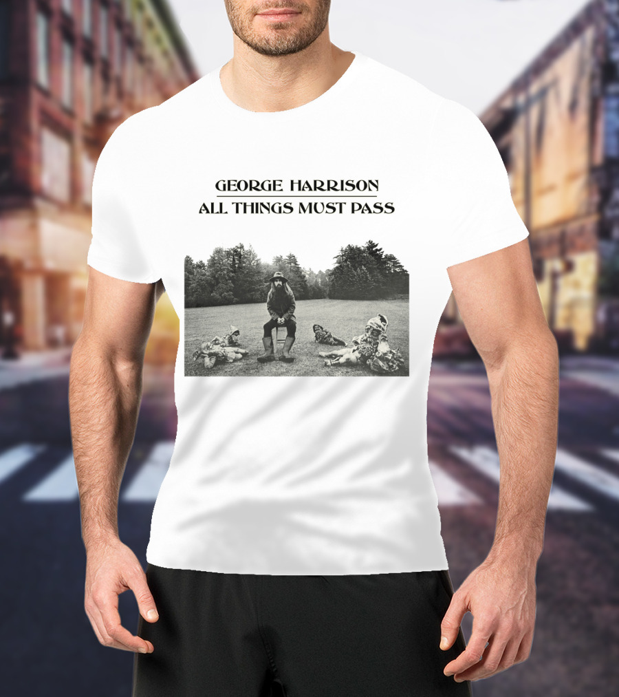 George Harrison All Things Must Pass 1970 Album Cover Black And White Photo T-Shirt
