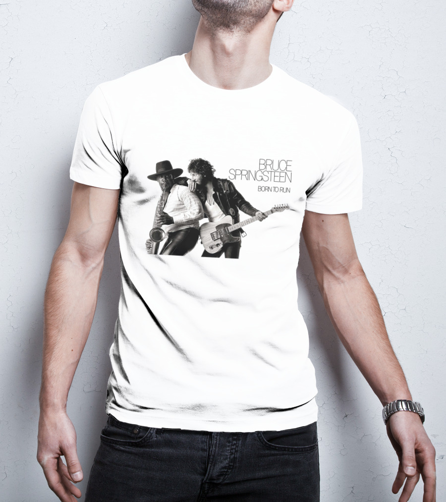 Bruce Springsteen Born To Run Album Cover Clarence Clemons Saxophone And Guitar T-Shirt