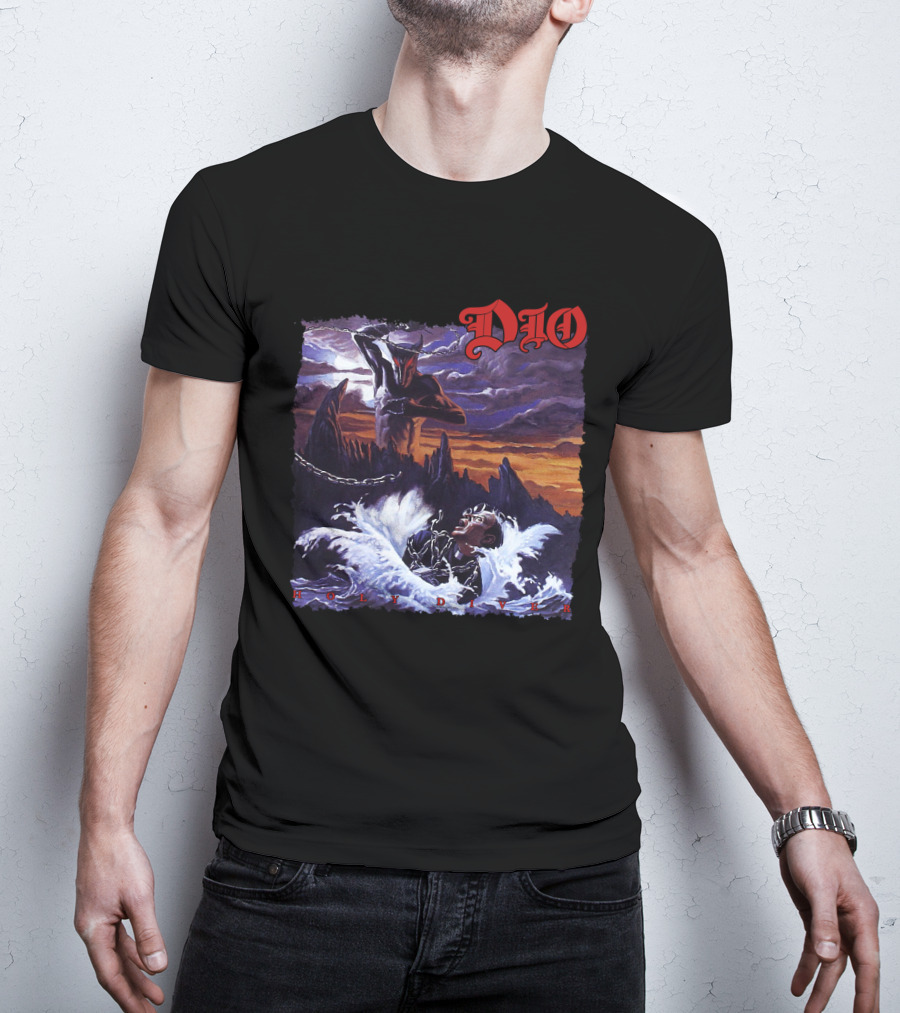 Dio Holy Diver Vintage Album Artwork Ocean Demon And Chains T-Shirt