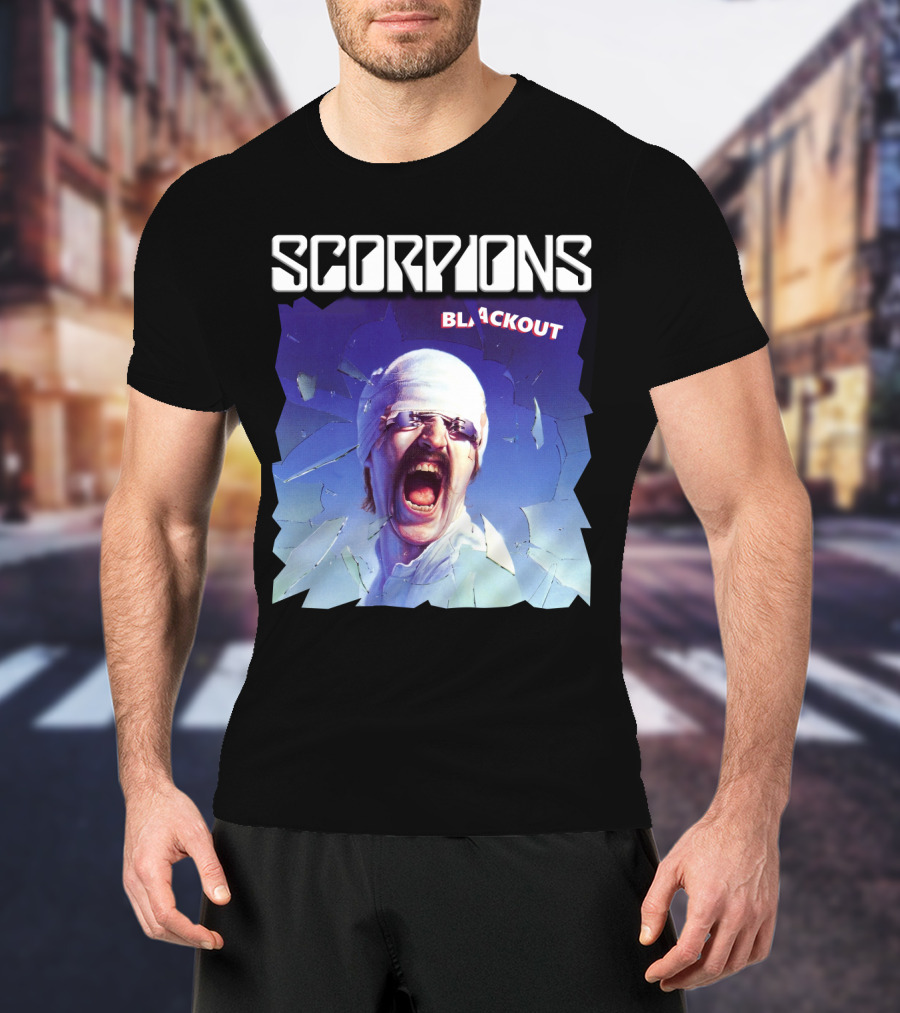 Scorpions Blackout Bandage Scream Cracked Glass T-Shirt