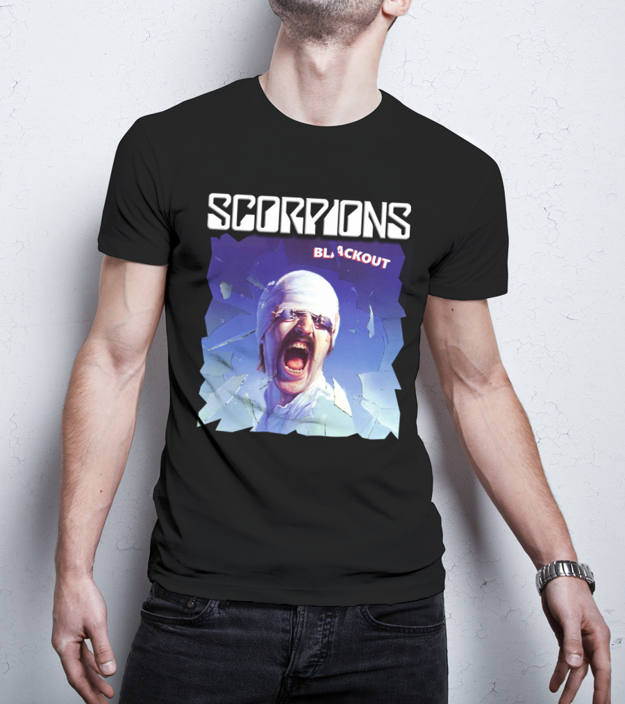 Scorpions Blackout Bandage Scream Cracked Glass T-Shirt