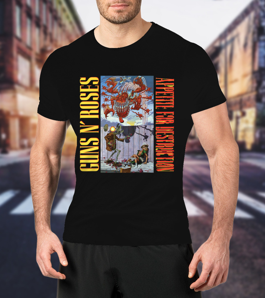 Guns N' Roses Appetite For Destruction Album Cover Art Vintage Style T-Shirt
