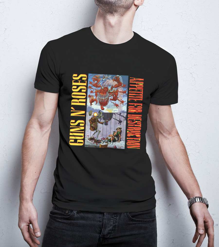 Guns N' Roses Appetite For Destruction Album Cover Art Vintage Style T-Shirt