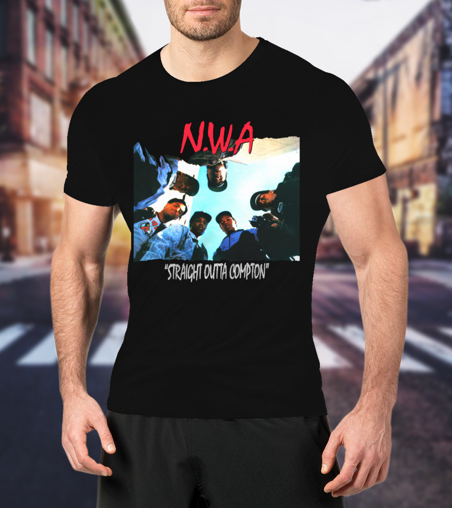 N.w.a Straight Outta Compton Black Crew Portrait 90S Style T-Shirt