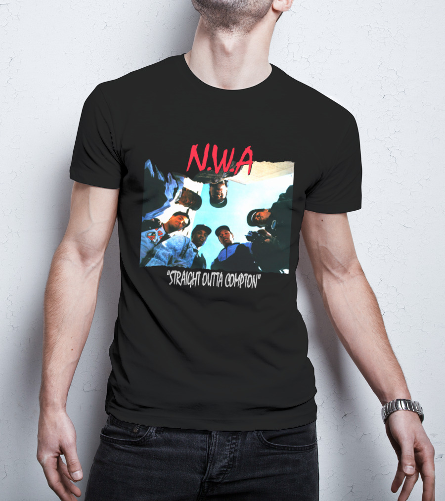 N.w.a Straight Outta Compton Black Crew Portrait 90S Style T-Shirt