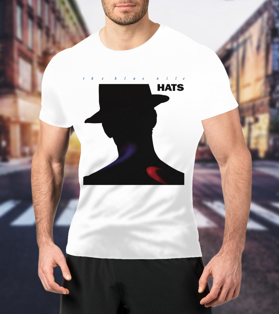 The Blue Nile Hats Silhouette With Hat In Black And Blue Accents T-Shirt