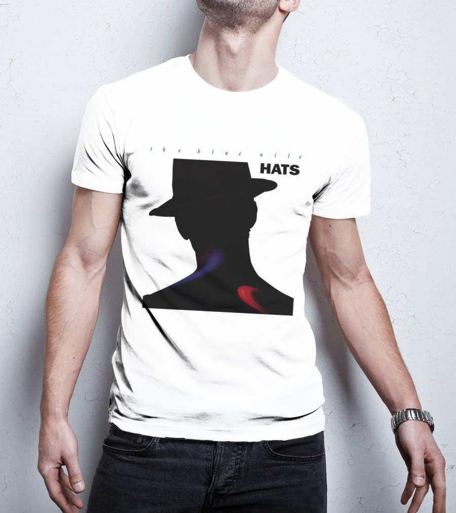 The Blue Nile Hats Silhouette With Hat In Black And Blue Accents T-Shirt