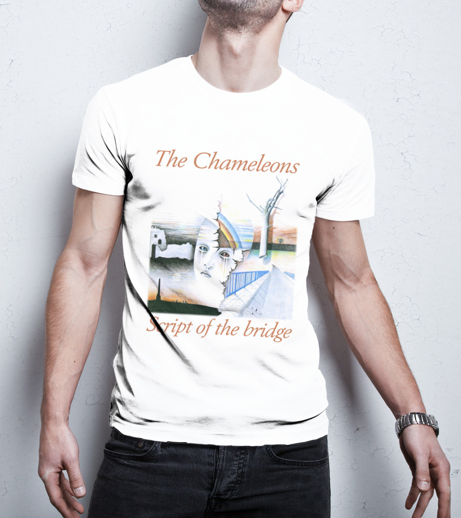 The Chameleons Script Of The Bridge Abstract Face And Landscape Art With Trees And Structures T-Shirt