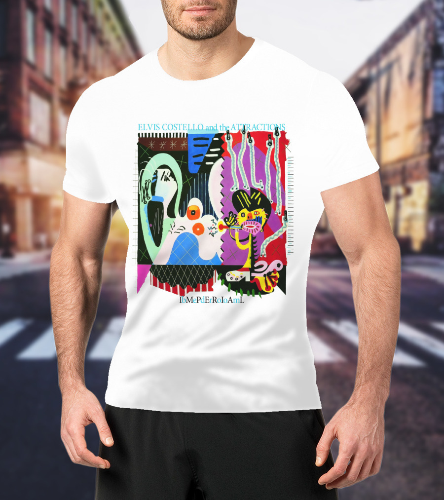 Elvis Costello And The Attractions Ibmepderroioaml Imperial Bedroom Vibrant Abstract Artwork T-Shirt