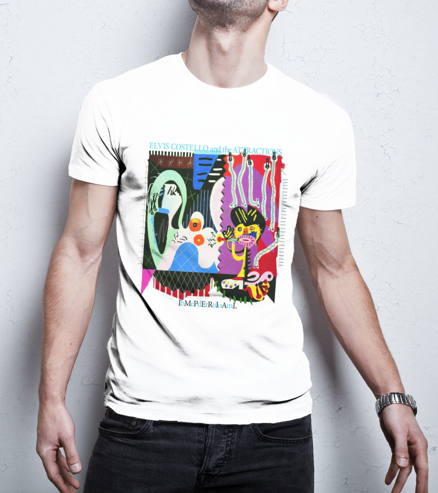 Elvis Costello And The Attractions Ibmepderroioaml Imperial Bedroom Vibrant Abstract Artwork T-Shirt