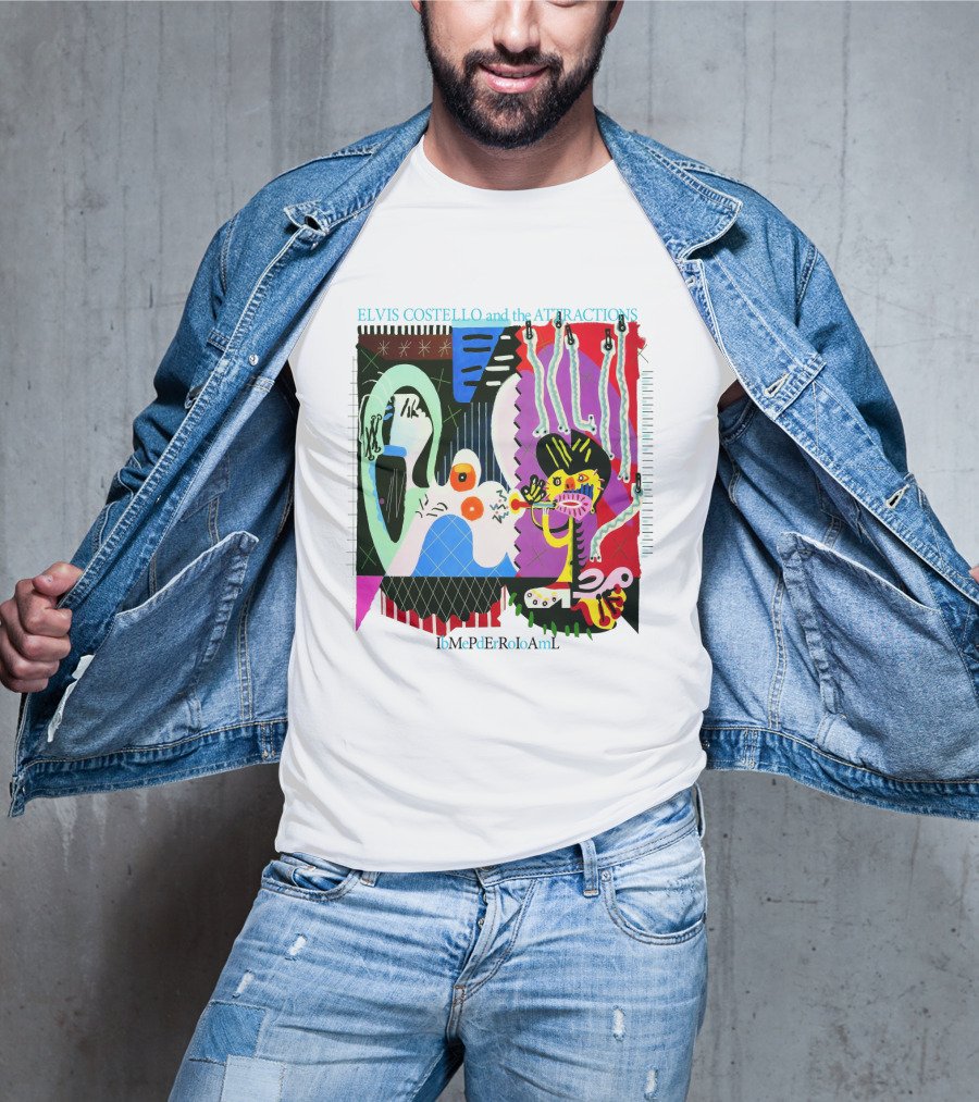 Elvis Costello And The Attractions Ibmepderroioaml Imperial Bedroom Vibrant Abstract Artwork T-Shirt