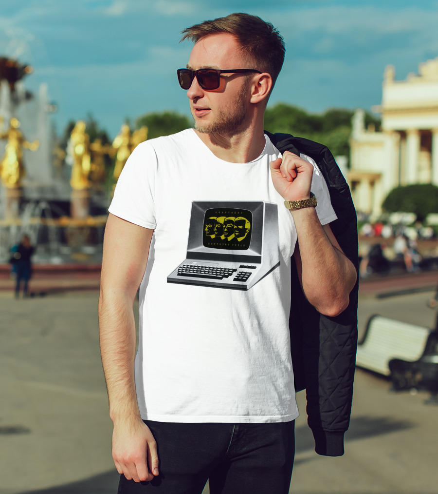 Kraftwerk Computer World Faces On Retro Monitor T-Shirt