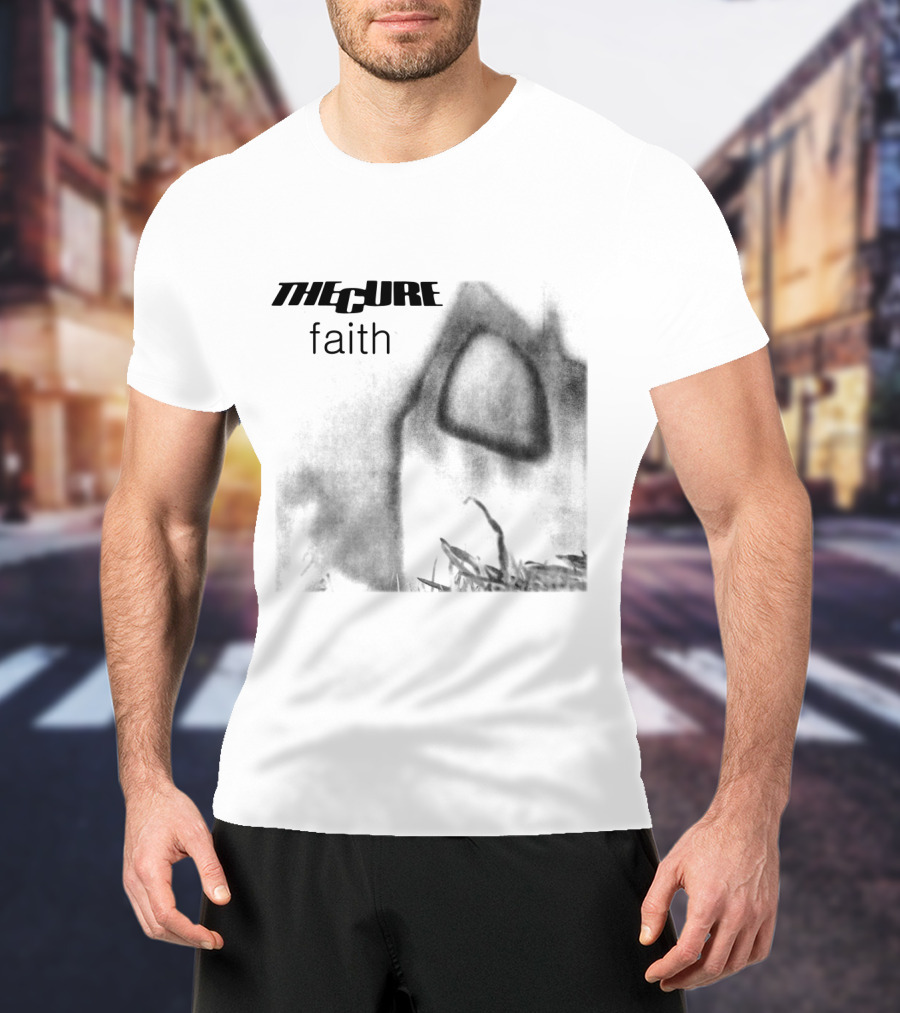 The Cure Faith Album Cover Black And White Gothic T-Shirt