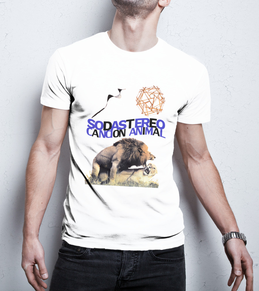 Soda Stereo Cancion Animal Lion Imagery With Geometric Sun T-Shirt