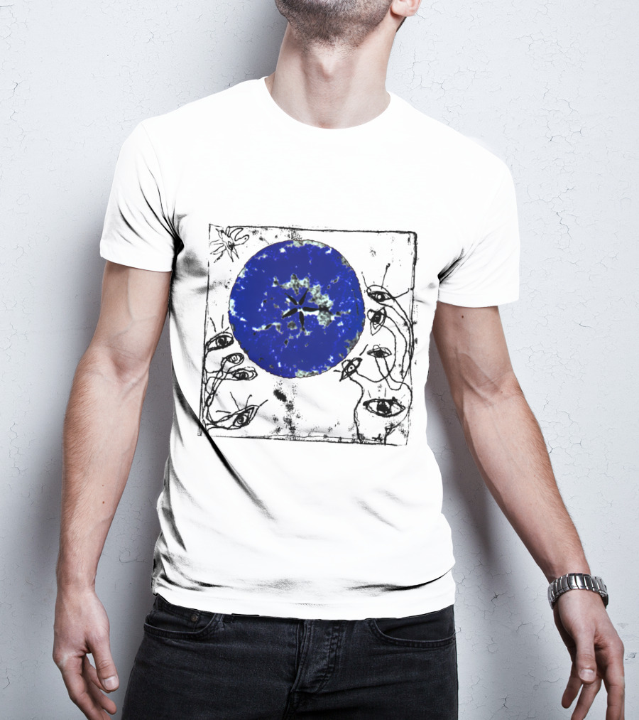 The Cure Wish Album Art Blue Circle With Abstract Eye Drawings T-Shirt