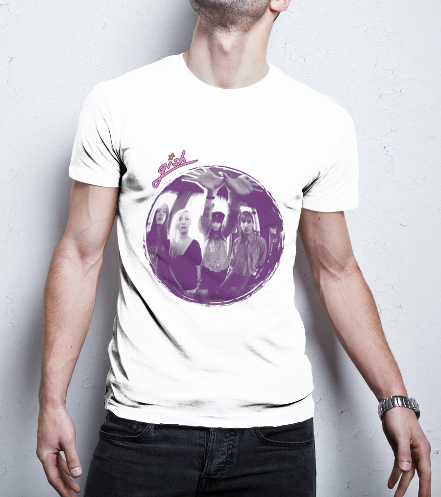 The Smashing Pumpkins Gish Album Band Photo With Purple Circle And Text T-Shirt