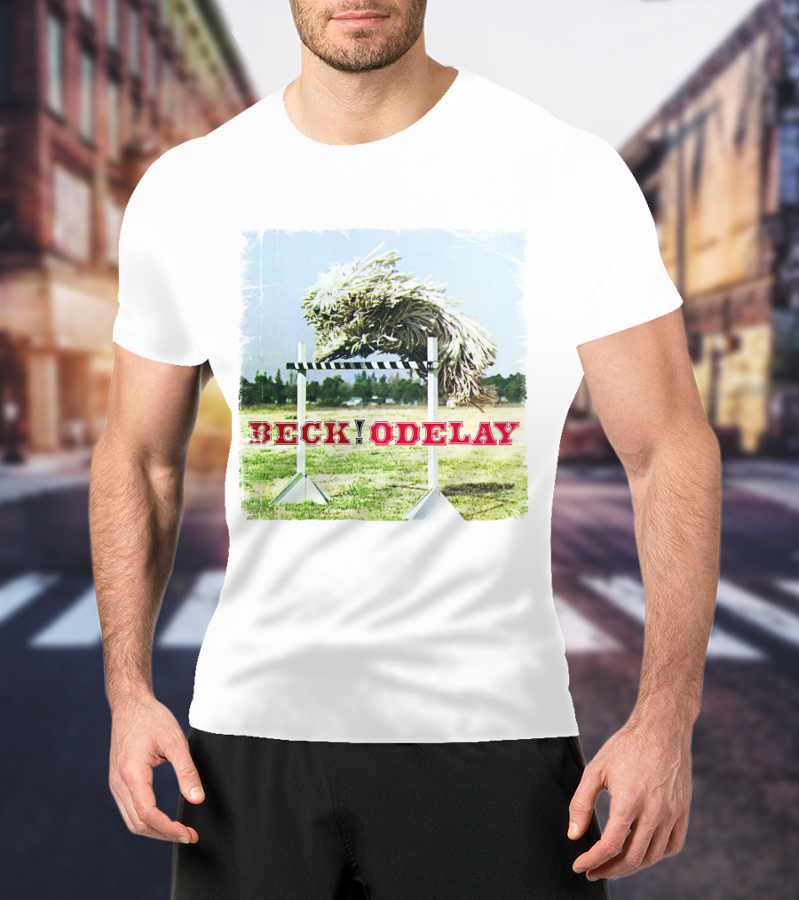 Beck Odelay Album Cover Dog Jumping Hurdle T-Shirt