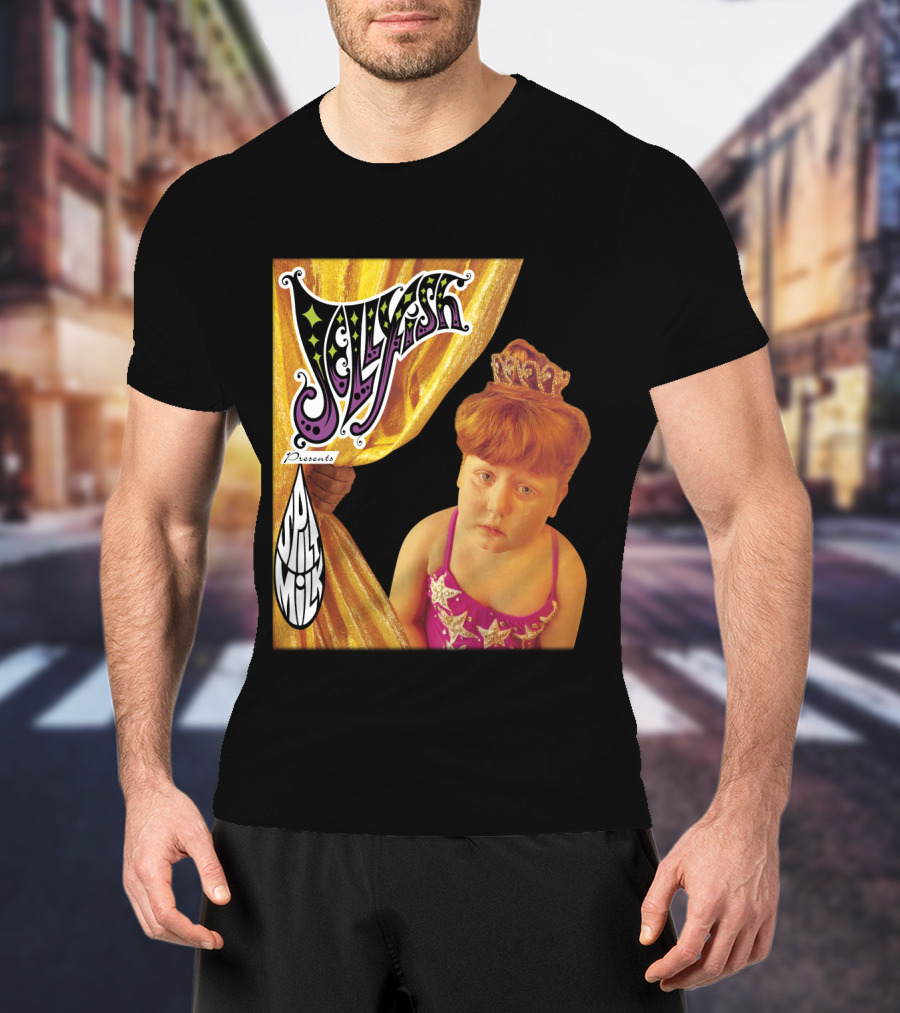 Jellyfish Presents Spilt Milk Girl With Tiara And Curtain T-Shirt