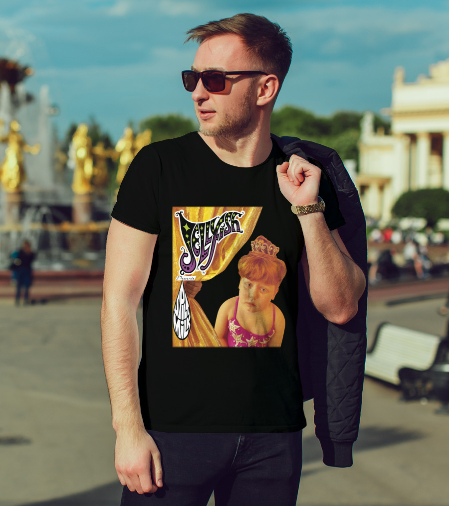Jellyfish Presents Spilt Milk Girl With Tiara And Curtain T-Shirt