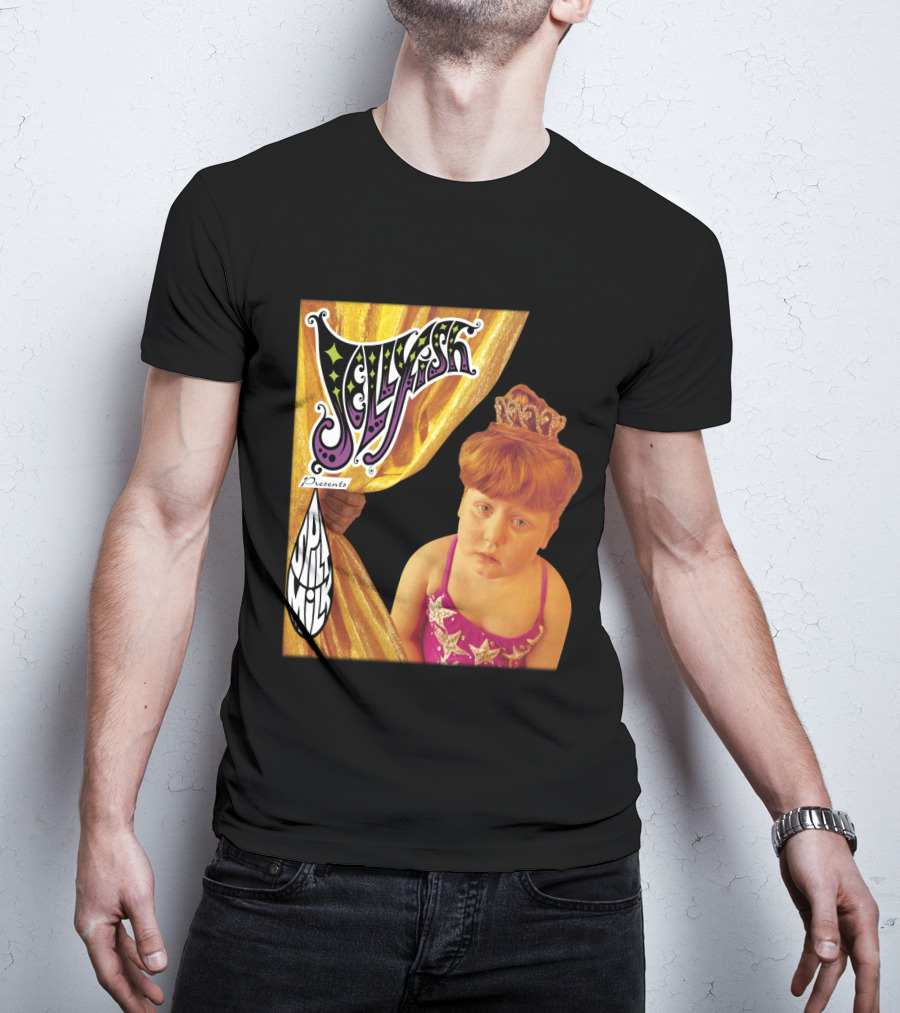 Jellyfish Presents Spilt Milk Girl With Tiara And Curtain T-Shirt