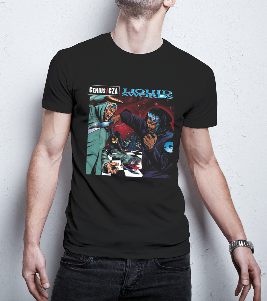 Genius Gza Liquid Swords 1995 Chess Battle Scene Warrior Confrontation T-Shirt