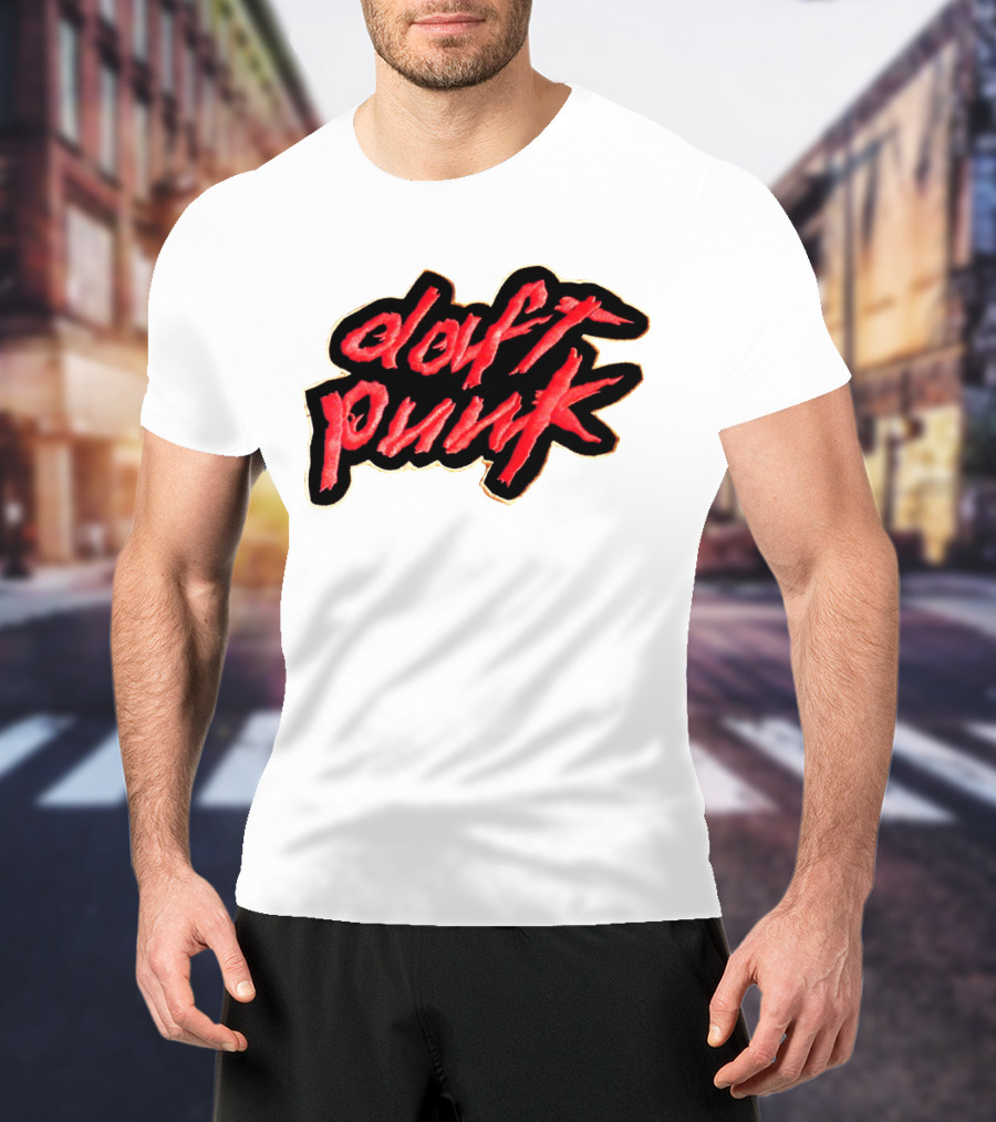 Daft Punk Logo Red Stylized Text T-Shirt