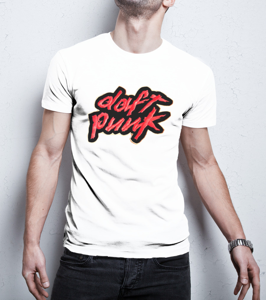 Daft Punk Logo Red Stylized Text T-Shirt