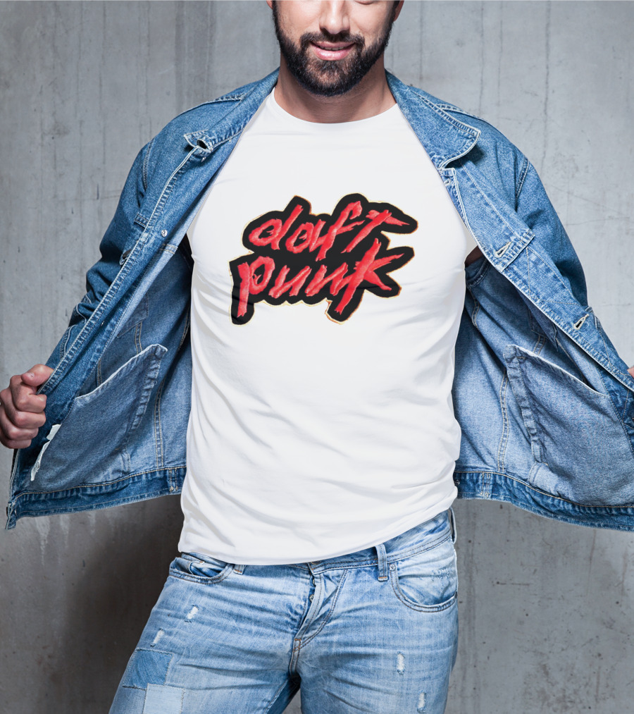 Daft Punk Logo Red Stylized Text T-Shirt