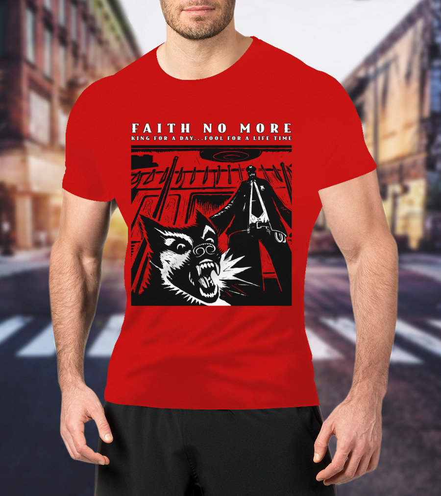 Faith No More King For A Day Fool For A Lifetime Graphic Black And White Dog Scene T-Shirt