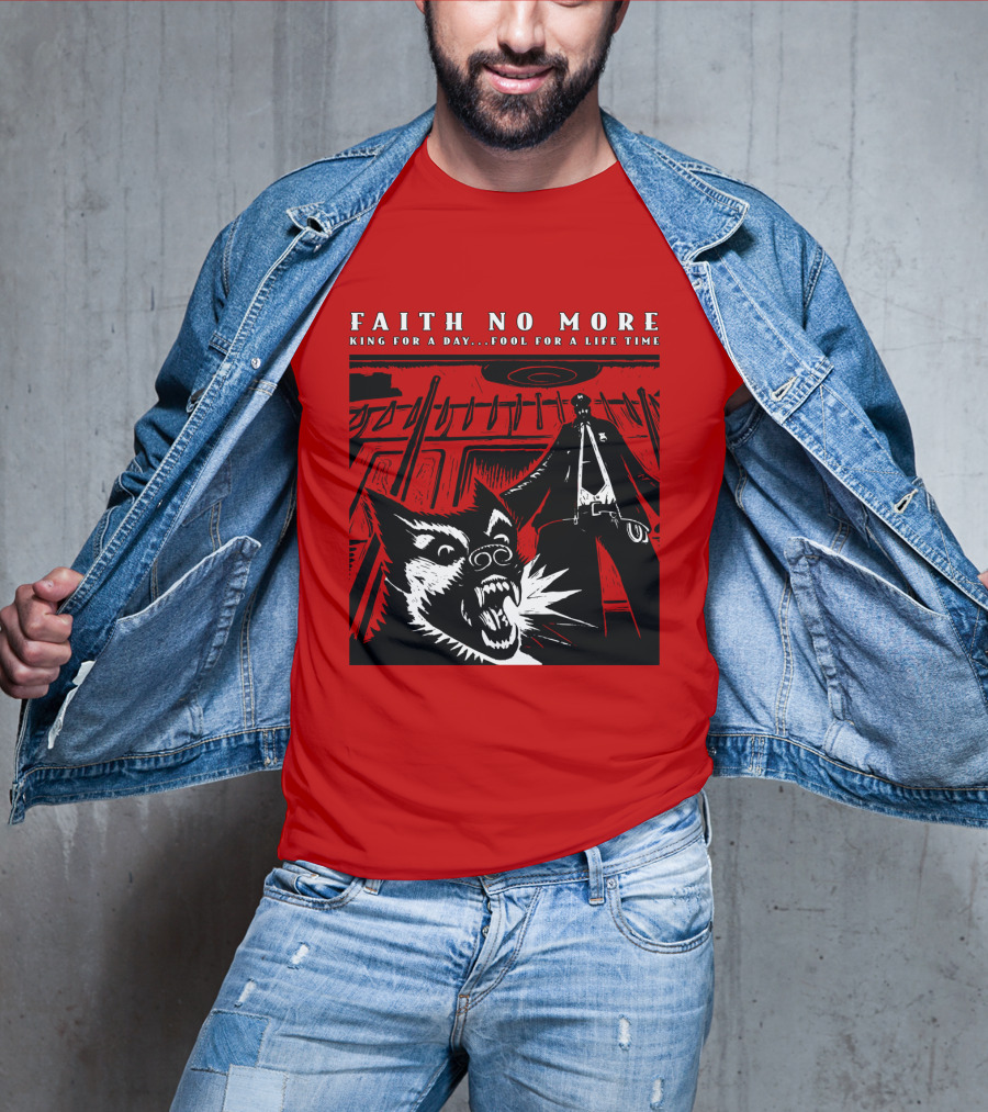 Faith No More King For A Day Fool For A Lifetime Graphic Black And White Dog Scene T-Shirt