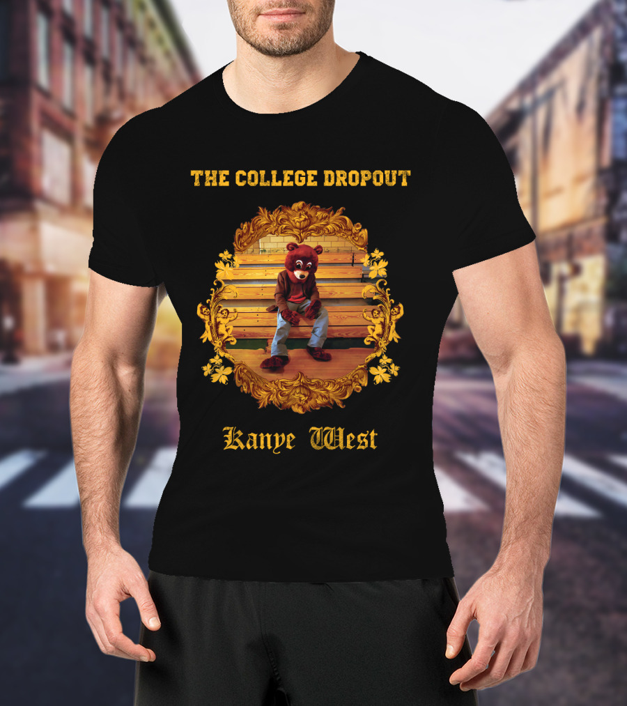 Kanye West The College Dropout Bear Bench Gold Frame T-Shirt