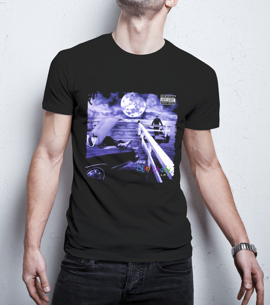 Eminem The Slim Shady LP Explicit Content Dark Purple Pier Moon T-Shirt