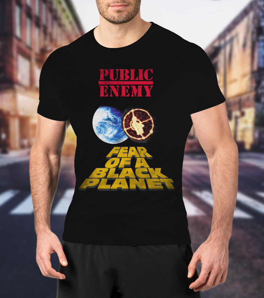 Public Enemy Fear Of A Black Planet Album Cover With Earth And Crosshair Symbol T-Shirt