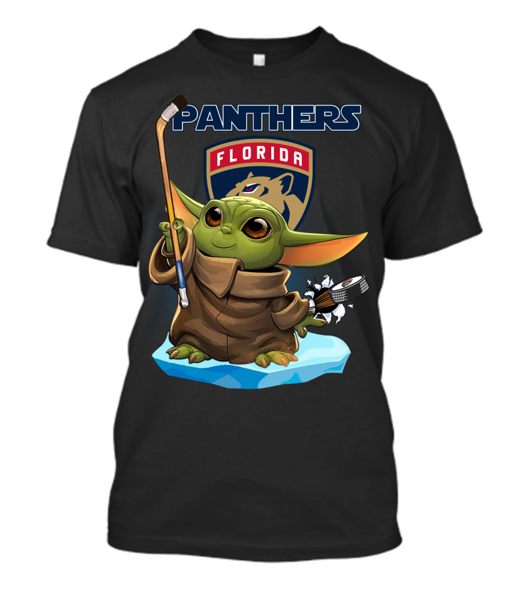 Baby Yoda Playing Hockey With Florida Panthers T-Shirt