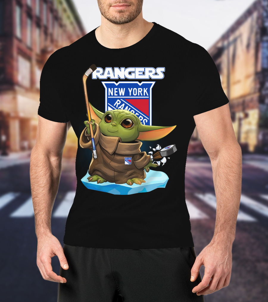 New York Rangers Baby Yoda Hockey NHL T-Shirt
