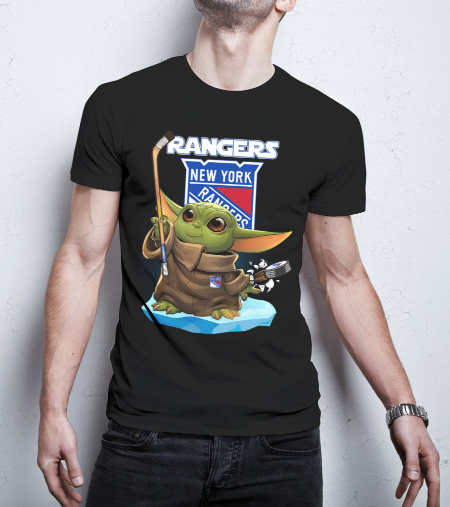 New York Rangers Baby Yoda Hockey NHL T-Shirt