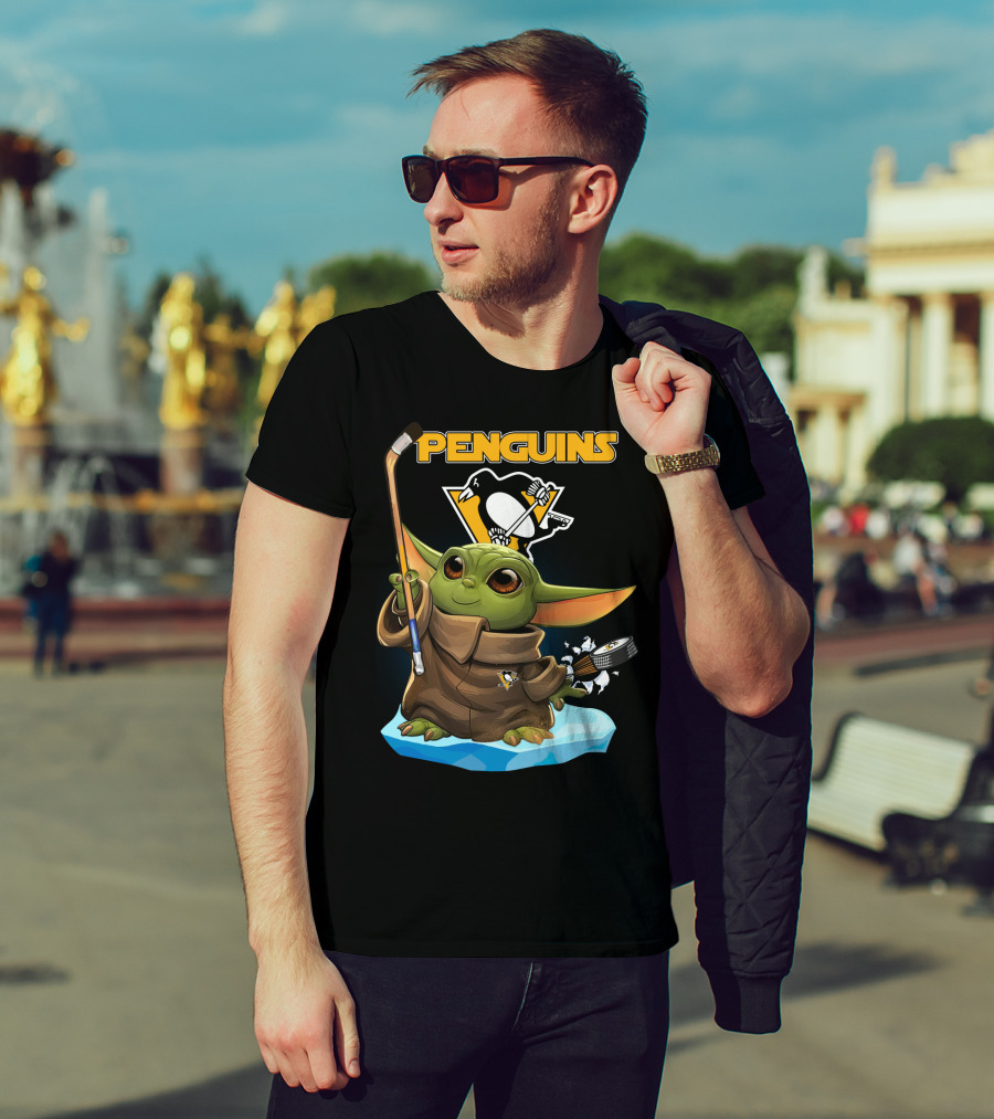 Pittsburgh Penguins Baby Yoda Star Wars NHL Hockey Fan T-Shirt