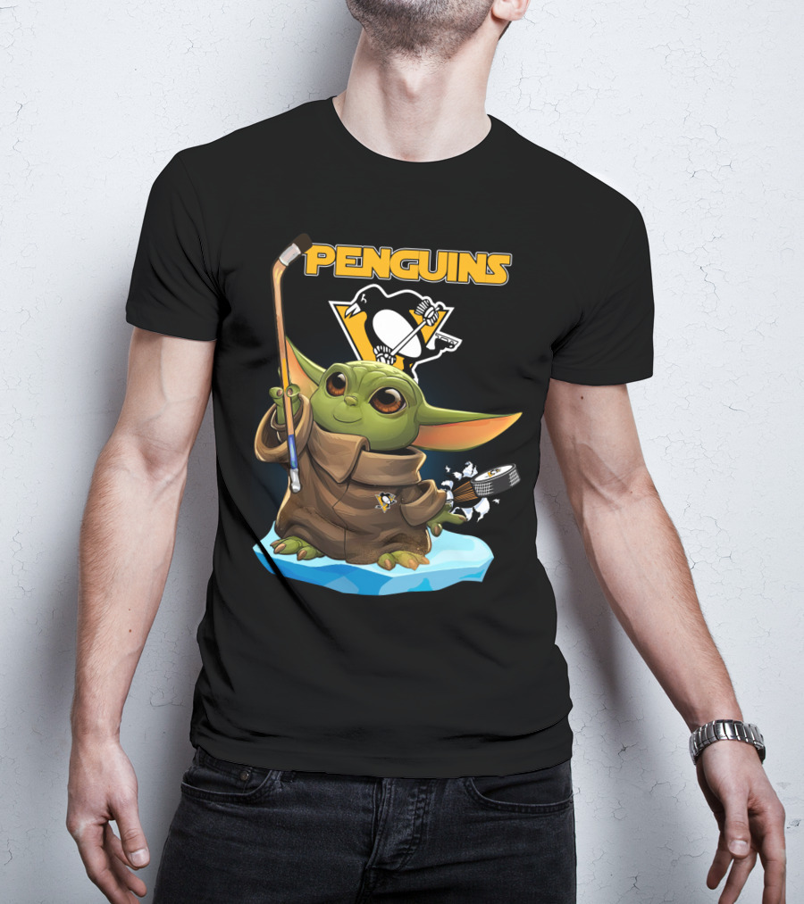 Pittsburgh Penguins Baby Yoda Star Wars NHL Hockey Fan T-Shirt