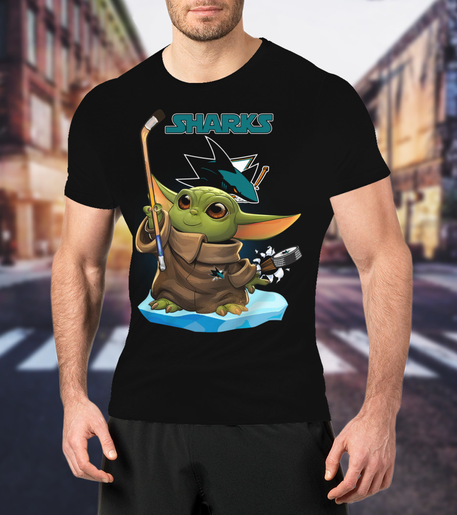 San Jose Sharks Baby Yoda NHL Hockey Fan T-Shirt