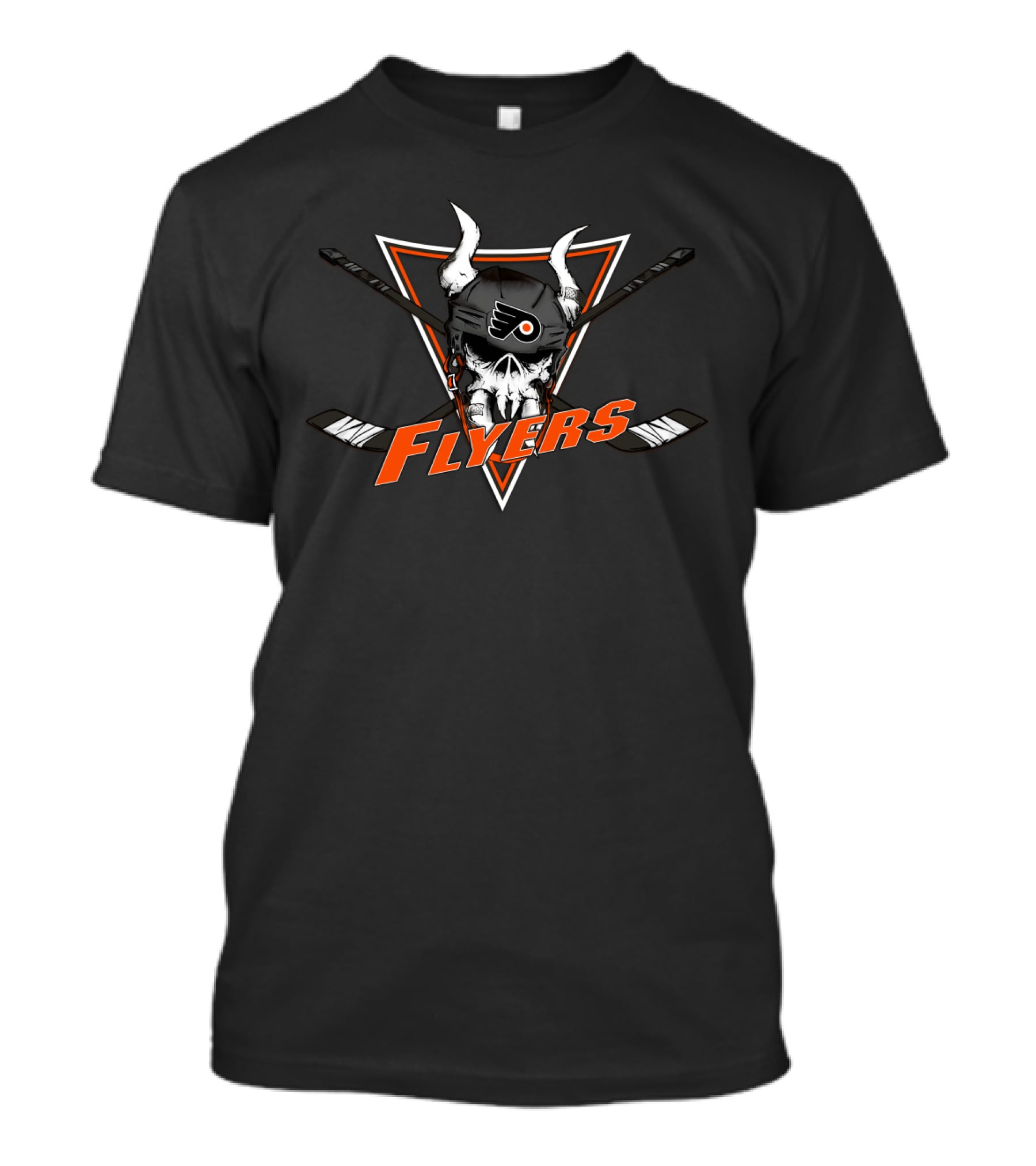 Flyers Skull With Hockey Sticks And Helmet T-Shirt