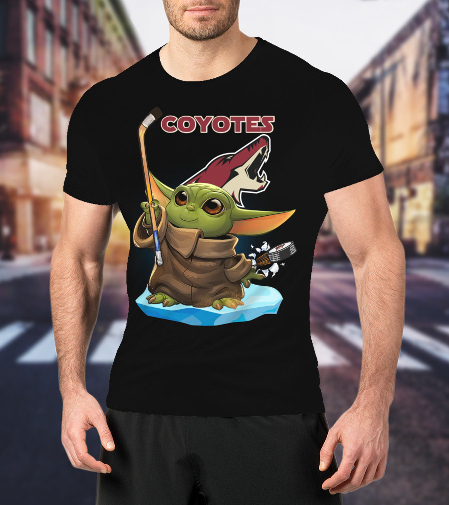 Coyotes Baby Yoda Hockey Puck T-Shirt