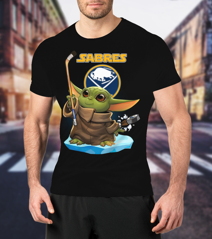 Sabres Baby Yoda Hockey Star Wars Crossover T-Shirt
