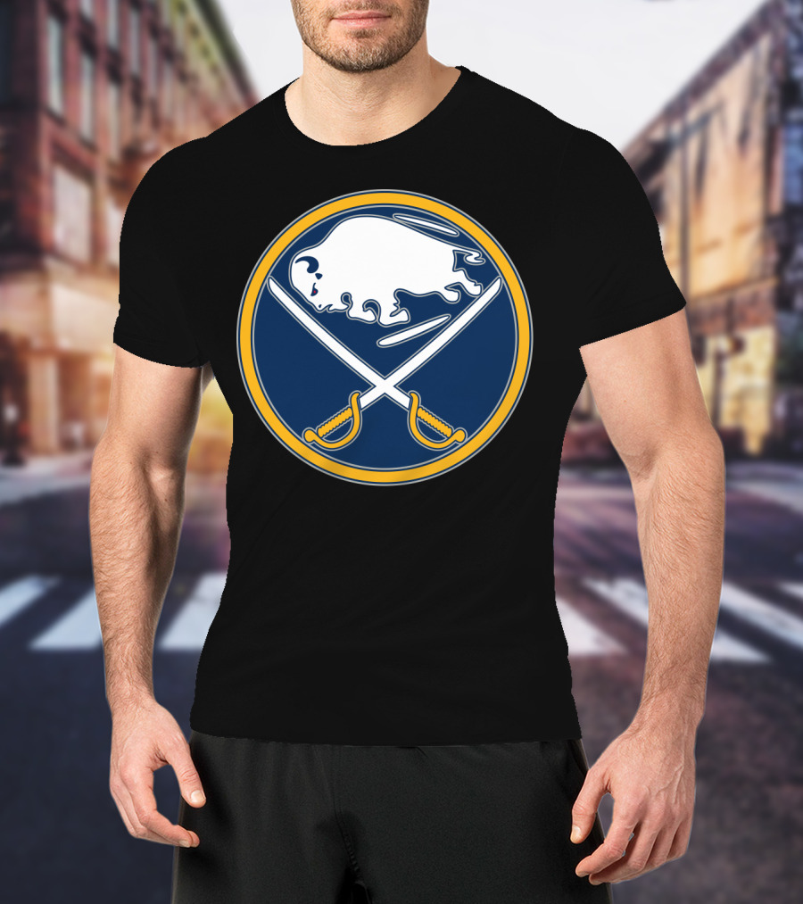 Buffalo Sabres Nhl Team Logo White Buffalo And Crossed Sabres T-Shirt