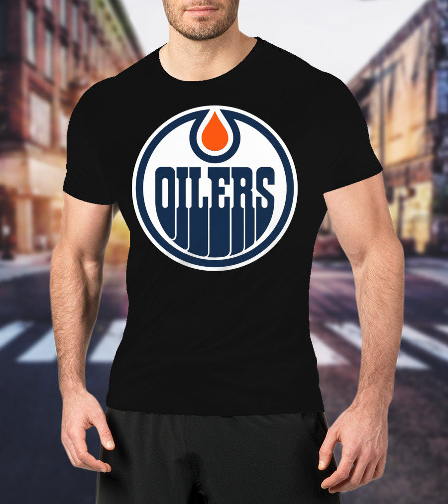 Edmonton Oilers Nhl Team Logo With Classic Oil Drop Symbol T-Shirt